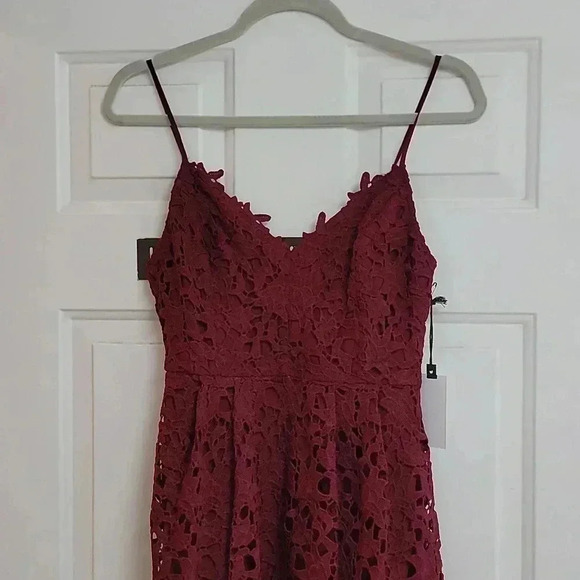 ASTR The Label Midi Dress Small Wine Red Lace A- Line Cocktail - Picture 5 of 13